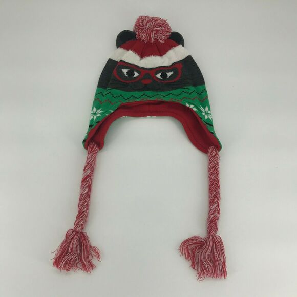 Unbranded Kids Beanie Hat Holiday Christmas Animal Glasses One Size  - Picture 2 of 3